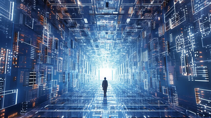 Poster - technology of artificial intelligence through abstract patterns, Generative AI