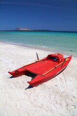 Poster - Lifeguard rescue boat in La Cinta, Sardinia