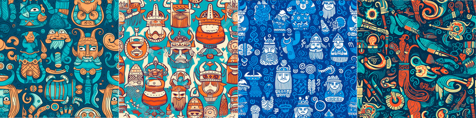 Attractive design with viking motifs, seamless pattern for easy use in various applications, perfect for clothing.home decor. and other creative projects with Scandinavian or historical themes