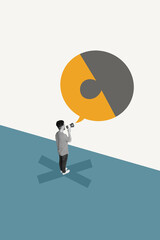 Aufkleber - Photo comics sketch collage picture of guy screaming bullhorn finishing puzzle isolated creative background