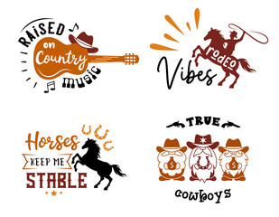 Wall Mural - Western sign. Set of country quotes. Rodeo symbols designs. South America phrase.