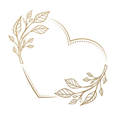Wall Mural - vector heart shape dotted frame. floral elements decoration
