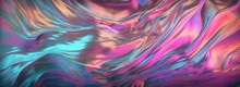 3d Render  Abstract Background. Wavy Metallic Texture Banner, Ultraviolet Wallpaper, Fluid Ripples, Liquid Metal Surface, Esoteric Aura Spectrum In Bright Colors Generative AI