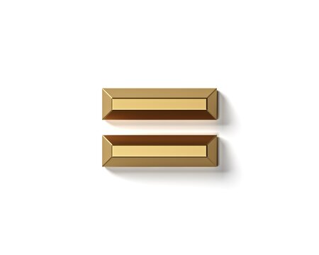 Symbols made of gold. 3d illustration of golden alphabet isolated on white background