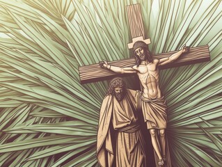 Wall Mural - Good Friday concept: illustration of Jesus Christ crucifixion on Good Friday, Generative AI