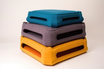 Poster - stackable pet beds in different colors, shapes and sizes, created with generative ai