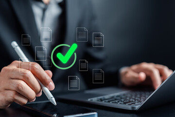 Aufkleber - Digital Guarantee Approvement , business checking quality assurance QA or QC management, certification Standardization, certification. Compliance to regulations service and standards