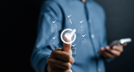 Aufkleber - Digital Guarantee Approvement , business checking quality assurance QA or QC management, certification Standardization, certification. Compliance to regulations service and standards