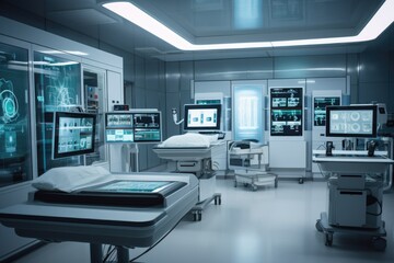 Poster - the future of medicine and healthcare, with state-of-the-art equipment, leading the way, created with generative ai