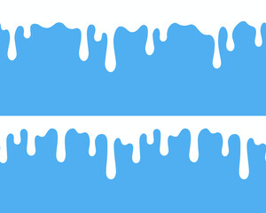 Wall Mural - milk drip seamless patterns isolated on blue background. white liquid, melt yogurt flow or cream wav