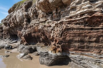 Poster - close-up of natural rock formation, with intricate details visible, created with generative ai