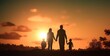 © Harvinder - Family concept: family at sunset background, Generative AI