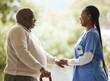 © Siphosethu F/peopleimages.com - Senior man, caregiver and holding hands for support, healthcare and happiness at retirement home. Elderly patient and black woman or nurse together for trust, hope and help for health and wellness