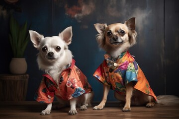 Canvas Print - feline and canine models showcasing latest fashions from animal-friendly designers, created with generative ai