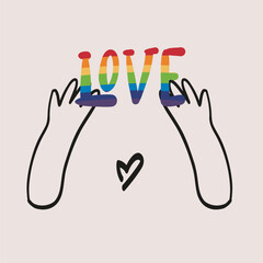 Wall Mural - Pride day. I love pride text. rainbow color LGBTQ vector lettering