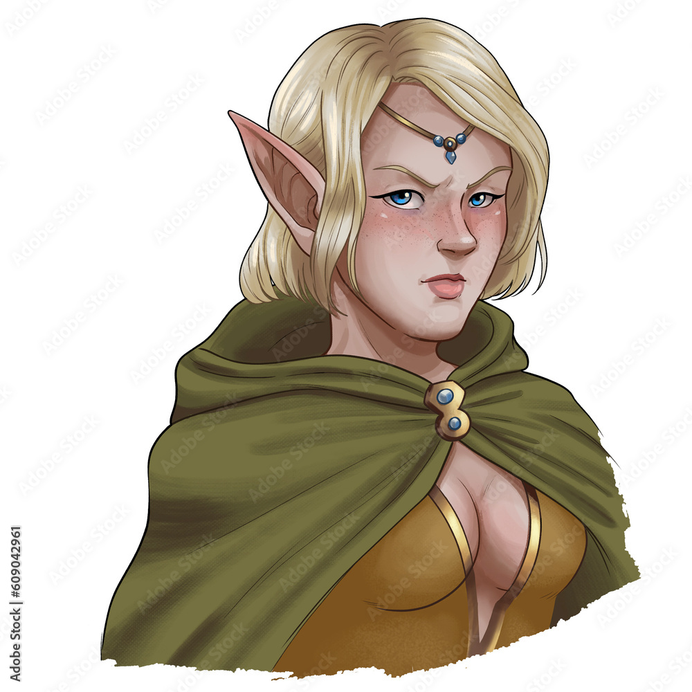 PNG transparent background fantasy character illustration. Female elf ...