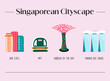 Set of illustrations of Singaporean city icons