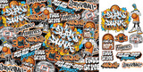 Fototapeta Młodzieżowe - A set of colorful sticker art designs of the street basketball illustrations in graffiti style. Graffiti sticker design artwork