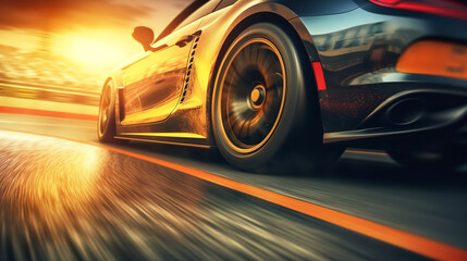 Wall Mural - Sport Car Raceing on race track , Car wheel drifting