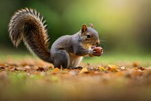 Squirrel In A Valley Eating Nut - Generative AI Technology