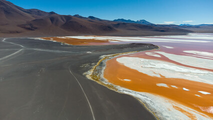 Wall Mural - Aerial view of the Laguna Colorada in Bolivia in the Eduardo Abaroa Andean Fauna National Reserve