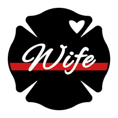 Canvas Print - firefighter wife thin red line maltese cross icon. clipart image isolated on white background