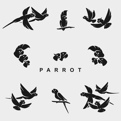 Wall Mural - Parrot set. Collection icon parrot. Vector