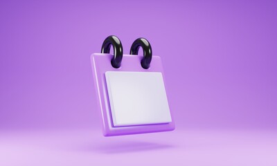 Poster - Notepad icon isolated on purple background. 3d rendering illustration