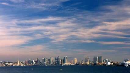 Wall Mural - Seaside Splendor: San Diego Bay with Downtown Skyline in the Background in 4K - Capturing the Coastal Charm and Urban Beauty