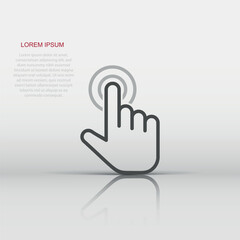 Wall Mural - click mouse icon in flat style. pointer vector illustration on white isolated background. hand push 