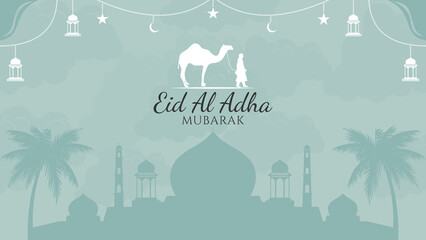 Wall Mural - eid al adha mubarak background vector flat design