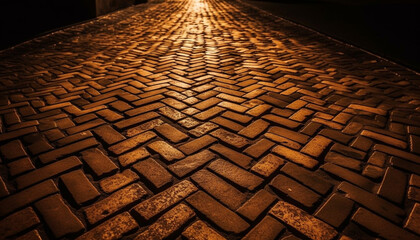 Poster - Medieval cobblestone footpath leads to ancient cathedral generated by AI