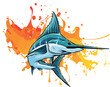 vector illustration of swordfish on white background