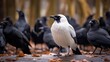 White crow among black crows. Ai Generative