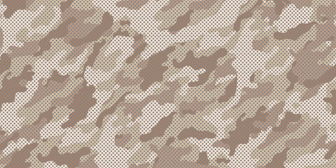 Poster - Desert camouflage military pattern with grid. Vector camouflage pattern for clothing design.