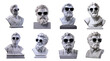 © Vlad - Collection of modern Greek sculptures with sunglasses on transparent background. Generative AI