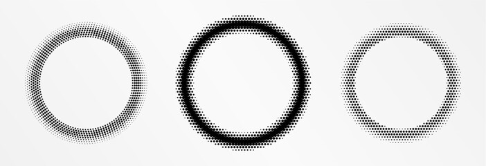 Wall Mural - Halftone round frame. Halftone circle logo. Dots emblem.