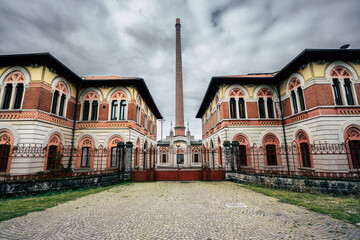 Historic worker village of Crespi d'Adda, Bergamo, Italy.