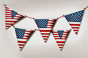 Wall Mural - USA flag bunting decoration. Vector isolated object illustration . Generative Ai
