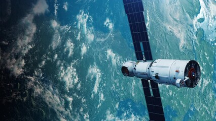 Wall Mural - artificial earth satellite in orbit planet earth