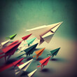 ai generated Illustration outstanding paper plane flying front of other paper plane