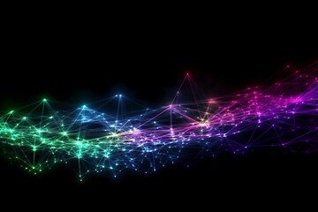 Aufkleber - Abstract futuristic, Network connection fiber optic, Transmission line, hop to hop delivery, node to node, Abstract concept of network technology. Generative AI.