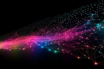 Aufkleber - Abstract futuristic, Network connection fiber optic, Transmission line, hop to hop delivery, node to node, Abstract concept of network technology. Generative AI.