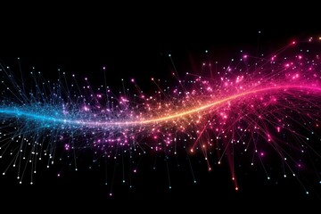 Aufkleber - Abstract futuristic, Network connection fiber optic, Transmission line, hop to hop delivery, node to node, Abstract concept of network technology. Generative AI.