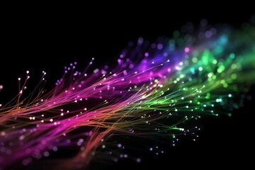 Aufkleber - Abstract futuristic, Network connection fiber optic, Transmission line, hop to hop delivery, node to node, Abstract concept of network technology. Generative AI.
