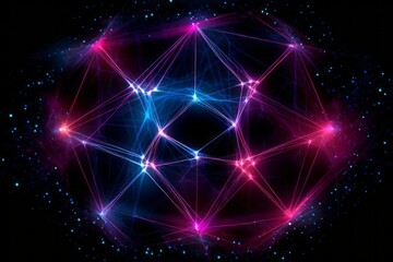 Aufkleber - Abstract futuristic, Network connection fiber optic, Transmission line, hop to hop delivery, node to node, Abstract concept of network technology. Generative AI.