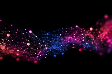 Aufkleber - Abstract futuristic, Network connection fiber optic, Transmission line, hop to hop delivery, node to node, Abstract concept of network technology. Generative AI.
