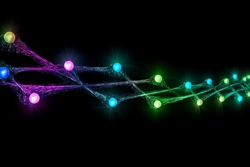 Aufkleber - Abstract futuristic, Network connection fiber optic, Transmission line, hop to hop delivery, node to node, Abstract concept of network technology. Generative AI.