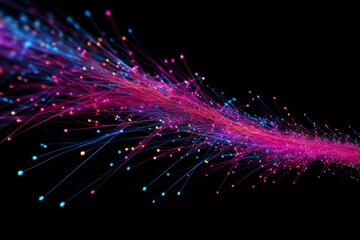 Leinwandbilder - Abstract futuristic, Network connection fiber optic, Transmission line, hop to hop delivery, node to node, Abstract concept of network technology. Generative AI.