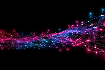 Aufkleber - Abstract futuristic, Network connection fiber optic, Transmission line, hop to hop delivery, node to node, Abstract concept of network technology. Generative AI.